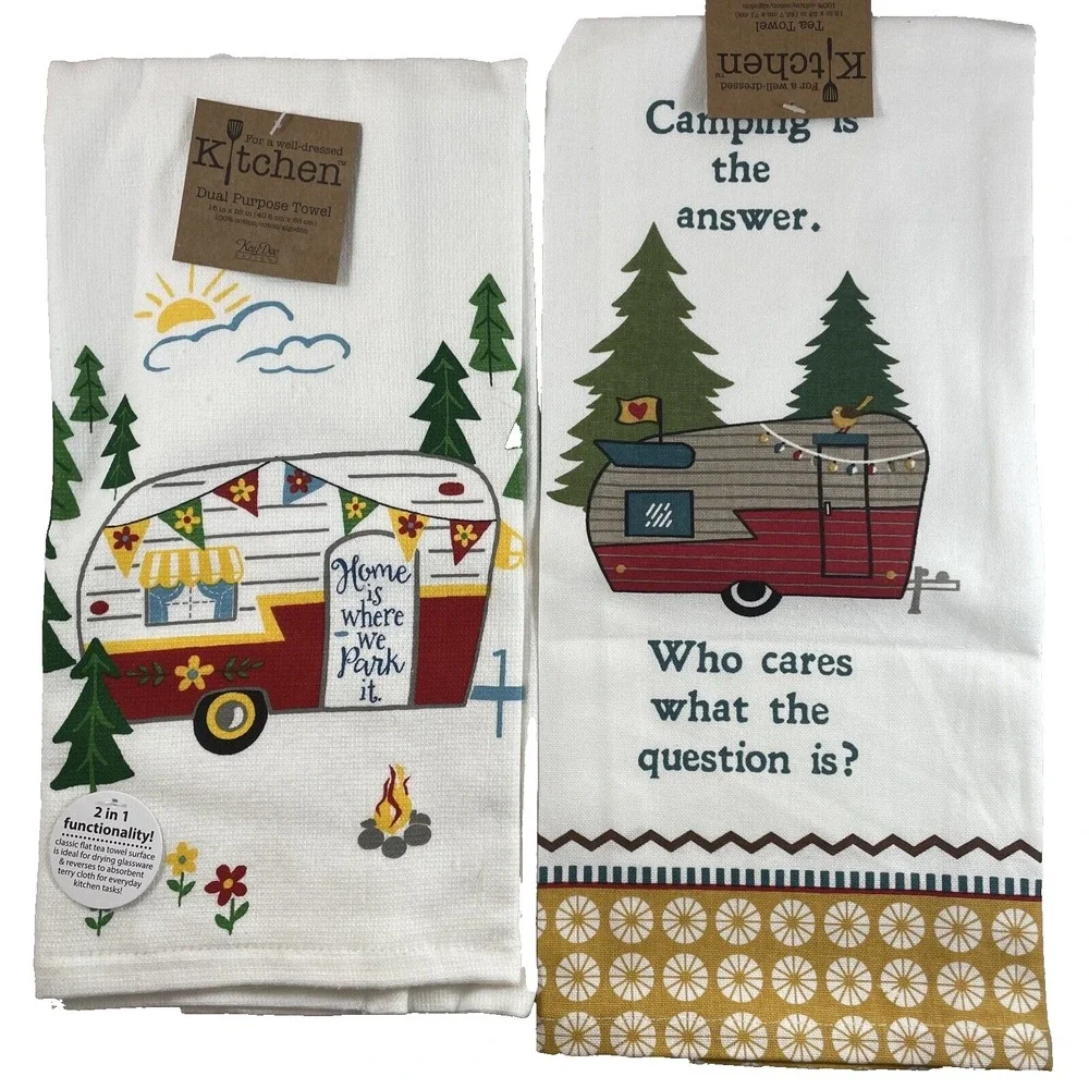 Kay Dee Designs Retro Camper RV Bundle Kitchen Towels 1 Dual Purpose 1 Tea Towel